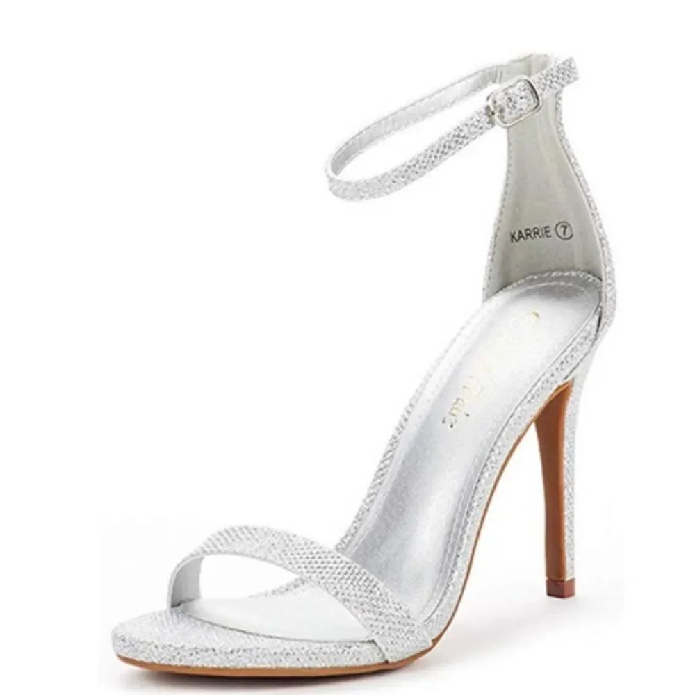 BRAND NEW SHOE LAND SHIMMER GLITTER HIGH HEEL STILETTO ROUND TOE SANDAL